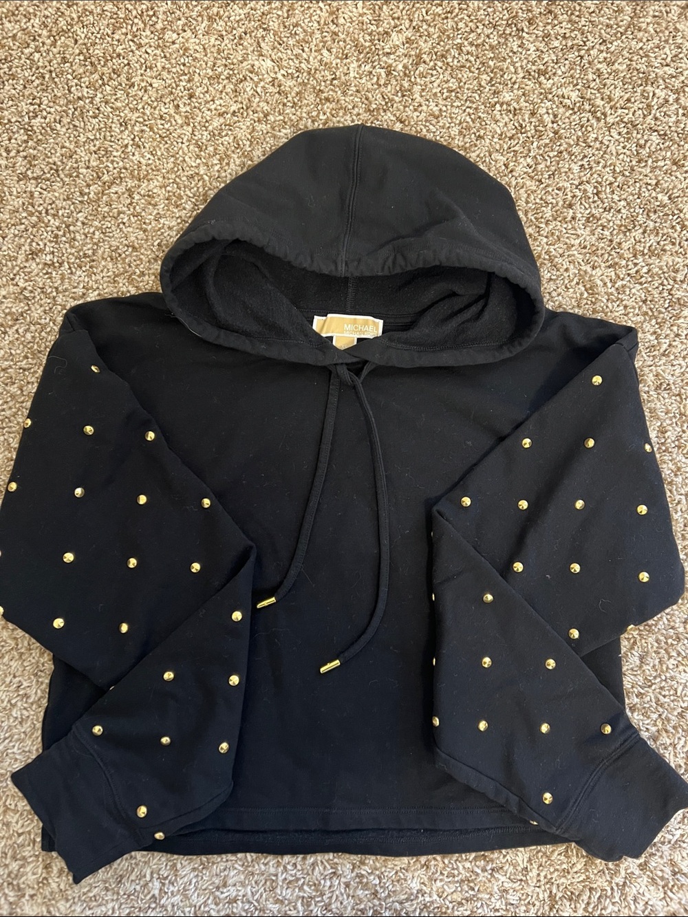 Michael Kors Black Hoodie with Gold Stud Details